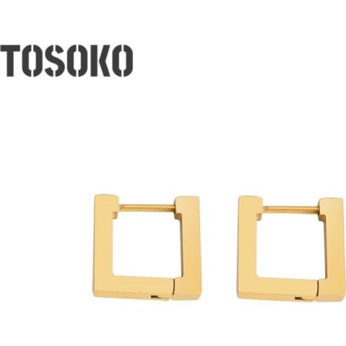 TOSOKO Stainless Steel Jewelry Small U-Shaped Earrings Fashion Simple Female Earrings BSF447