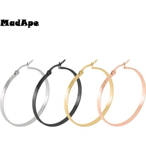 MadApe Titanium Stainless Steel Anti Allergy Earrings 2019 Fashion Jewelry For Women And Men Classic Exaggerated Hoop Earrings