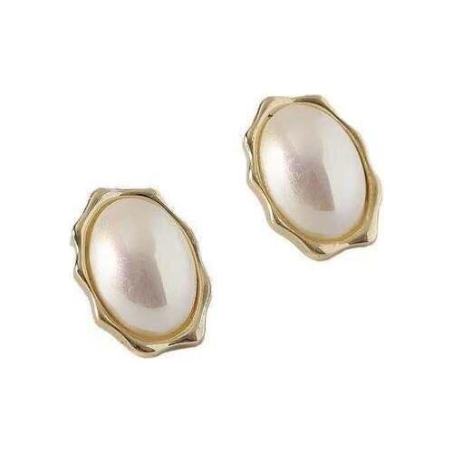 POTCET Womens Shell Pearl Stud Earrings Geometric Fashion Retro Hip Hop Personalized Tourism Memorial Jewelry