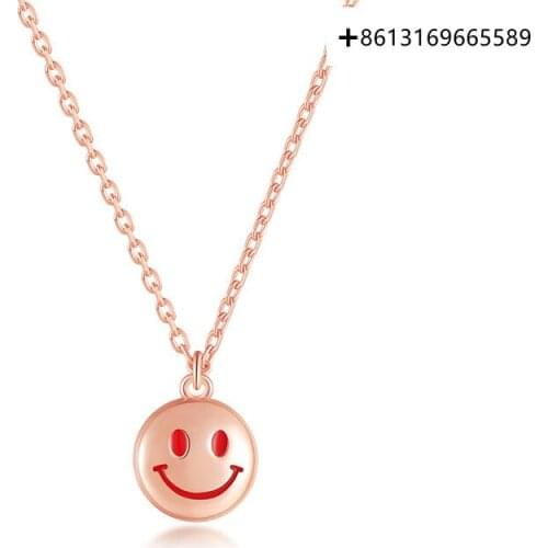 Fashion boutique lucky smile series S925 silver smiling face necklace contracted INS wind necklace for women