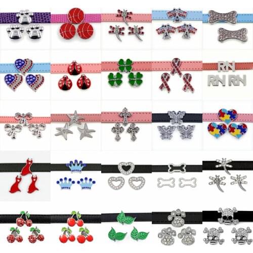 10pcs/lot More options Dragonfly Cross Bone Crown 10mm Slider Charms Fit 10mm Pet Collar DIY Necklace & Bracelet keychains