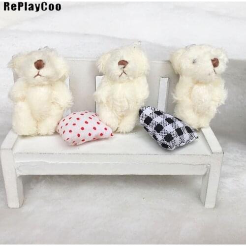 100PCS/LOT Mini Teddy Bear Stuffed Plush Toys Small Bear4.5cm white bear Stuffed Toys pelucia Pendant Kids Birthday GiftHMR009