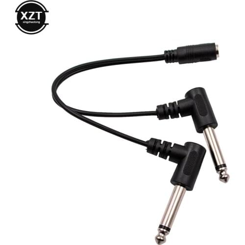 3.5mm 1/8 inch TRS Stereo Female Jack to Dual 1/4 6.35mm Male Plug Mono TS Right Angle Audio Y Splitter Cable High Quality