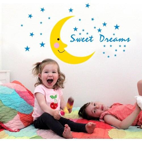 3D Cloud Moon star Ornaments Wall Sticker Baby Kids Room Decoration decals Sweet Dream Wood Wall Nursery Decor mural Accessories