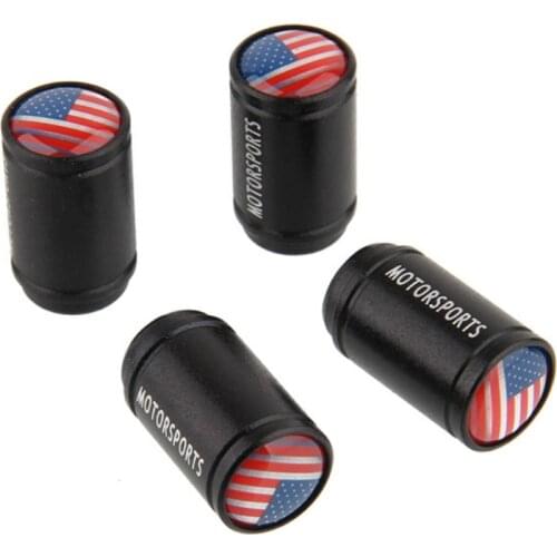 4 X Car Truck Motorsports Wheel Tire Valve Caps American Flag Logo for Ford Mondeo MK4 Focus 2 3 C-max S-max Ranger Kuga Transit