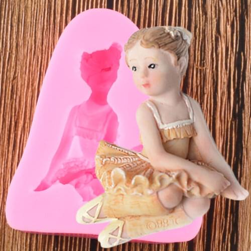 Ballet Girl Silicone Mold DIY Dancer Baby Birthday Fondant Cake Decorating Tools Candy Clay Resin Molds Chocolate Gumpaste Mould
