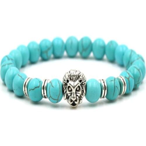 8MM Turquoise Gemstone Mala Bracelet 7.5 inches Gemstone Pray Lucky Wrist Spirituality Meditation Yoga Energy Handmade