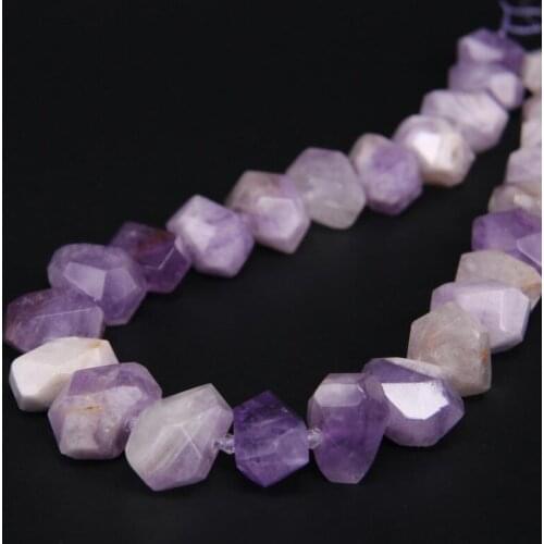 15.5"/strand Natural Amethysts Freeform Faceted Nugget Loose Beads,Purple Crystal Quartz Stone Pendant Beads For Jewelry Making