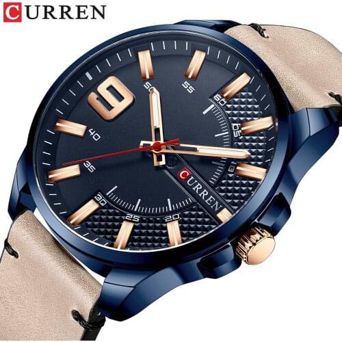 2019 CURREN Mens Watches Top Luxury Brand Waterproof Fashion Sport Wrist Watch Quartz Military Genuine Leather Relogio Masculino