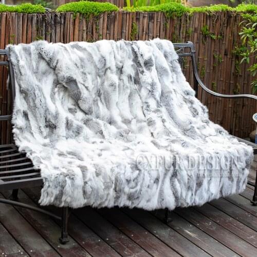 CX-D-11C 120X170cm Sofa Area Rug Soft Real Rabbit Fur Patchwork Fur Throw ~Drop Shipping