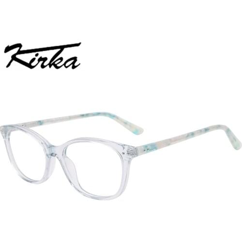Kirka Kids Glasses crystal Frames with Printed Temple Children Acetate Optical Eyewear Clear Lens Myopia/Anti-blue Glasses Frame