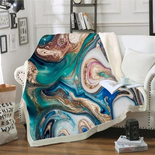 Dreamlike Watercolor Mandala Blanket Hippie Feathers Sherpa Flannel Fleece Reversible Blankets Bed Couch Fluffy Bedding