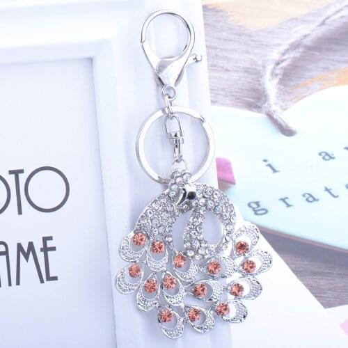 Full Zircon peacock Keychain Charm Crystal Vintage Choker Cute Pendant Torque Sweater Keychain Flawless Ornaments Keychain gift