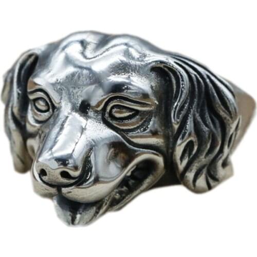 BOCAI New Pure s925 Sterling Silver Jewelry Personality Zodiac Dog Open Ring Retro 2021 Fashionable Man Ring