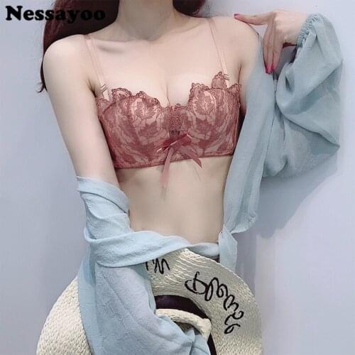 Fashion Sexy Bra Sets Womens Push Up Lace Underwear Panties Thin Breathable Swamless Bra Sets Jacquard Wire Free Underwear Sets