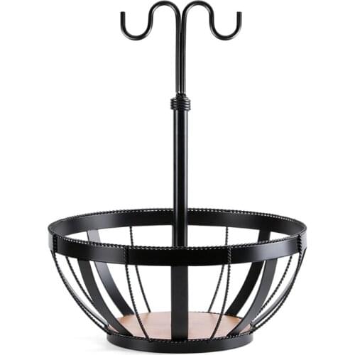 Kitchen Iron Art Drain Rack Storage Holder, Smooth Countertop Basket Bowl for Fruit Vegetables Organizing