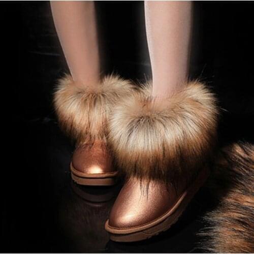 Europe and American Style Fashion Women Winter Snow Boots Suede Faux Fur Female Waterproof Snow Boots Slip-on Shoes