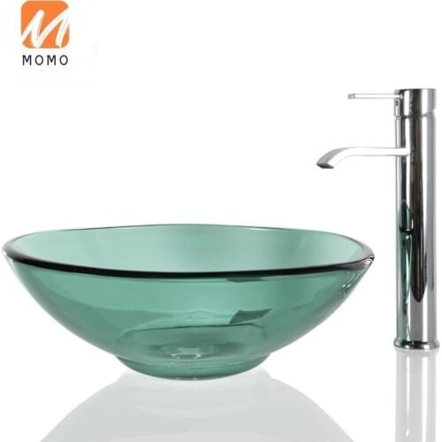 Cheap Vanity Counter Vessel Bathroom Sink Bowl Top Wash Basin Glass Washing Hands Shampoo Sinks Round Easy Clean Minimalist