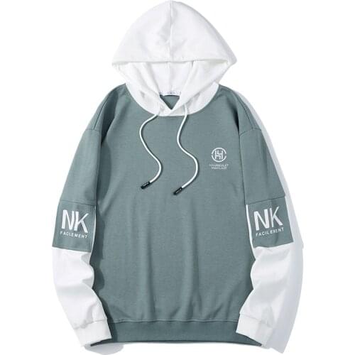 DEEPSENCE 2021 New Splicing Hooded Mens Spring and Autumn V-Neck Breathable Casual Mens Sports Fashion Hoodie Men