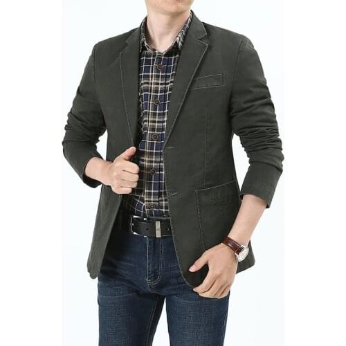 Autumn Blazer Jacket Men Military Jacket Slim Fit Single Breasted Turn-down Collar Jackets Coats chaqueta hombre Plus Size M-4XL
