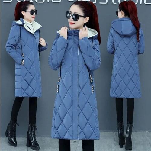Parka Women 2021 Winter Jacket Women Coat Hooded Outwear Female Parka Thick Cotton Padded Lining Overcoat Female Long Coats Q104
