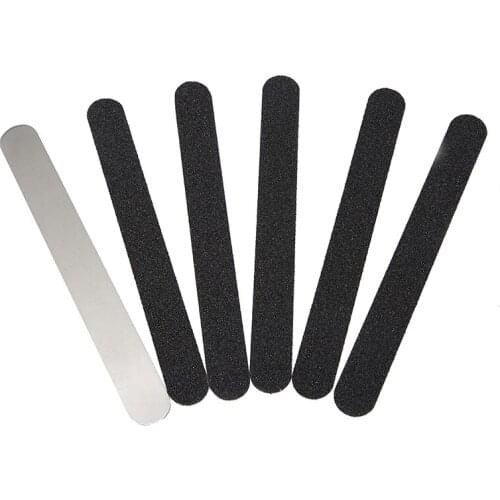 Shellhard 1pc Stainless Steel Sanding Nail File With 5pcs Sanding Paper Sandpaper Random Color For Manicure Pedicure Tools