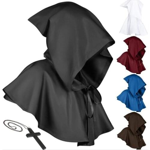 Adults Hooded Cloak Gothic Cosplay Costume for Halloween Death Cape Medieval Hooded Cape Medieval Witch Wizard Fancy Punk Cloak