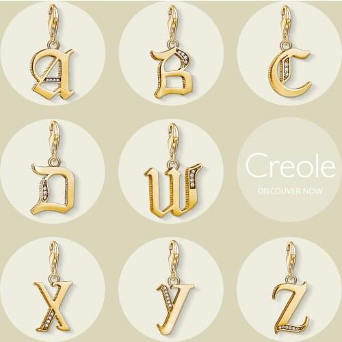 Golden Color Letters Alphabet Charm Pendant,2019 Summer Vintage Style Fashion Jewelry 925 Sterling Silver Gift