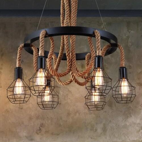 North American country hemp Bar Restaurant Restaurant chandelier loft retro Cafe Chandelier