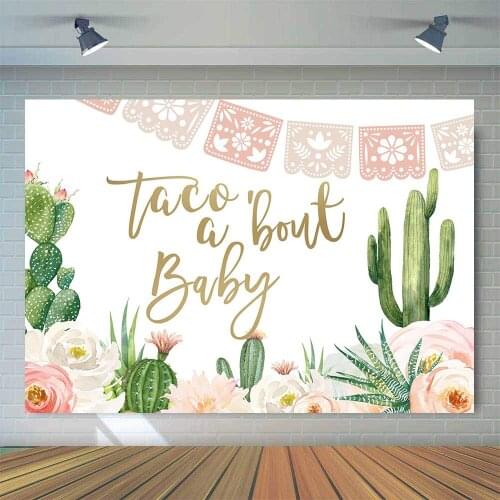 Taco Baby Shower Backdrop Taco 'Bout a Baby Fiesta Girls Baby Shower Party Banner,Cactus Girl Boy Baby Shower Background Prop