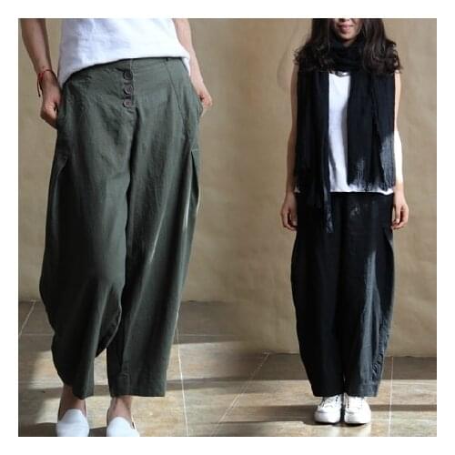 2014 Summer Numb Taste Authentic Linen Trousers loose Harem Loose Baggy Linen Ladies Pants16312