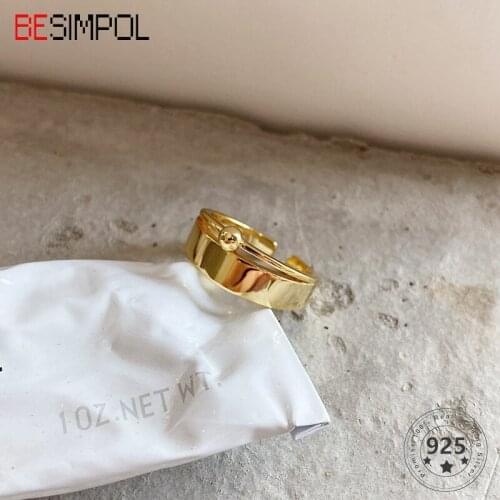 Besimpol Real 925 Sterling Silver Rings Fashion Special Luxury Round Bead Wide Rings for Women Fashion Unique Fine Jewelry Gifts