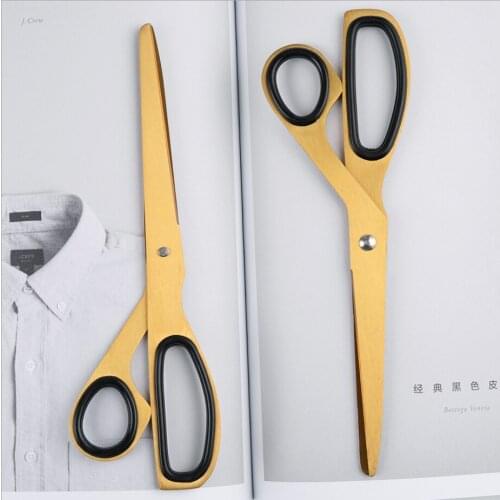 Nordic style golden stainless steel scissors asymmetric simple office multifunctional electroplating stationery hand scissors