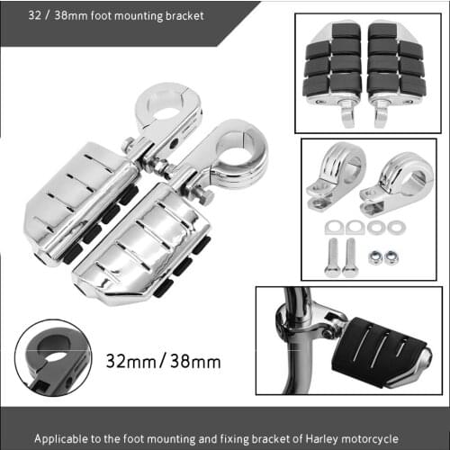 1Set Motorcycle Pedals Foot Pegs w/ Fixed Brackets Foot Plate For Harley