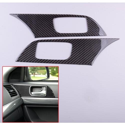 1 Pair Car Window Lift Switch Panel Cover Trim Carbon Fiber Fit For Mitsubishi Lancer Evo X 2008 2009 2010 2011 2012 2013 2014