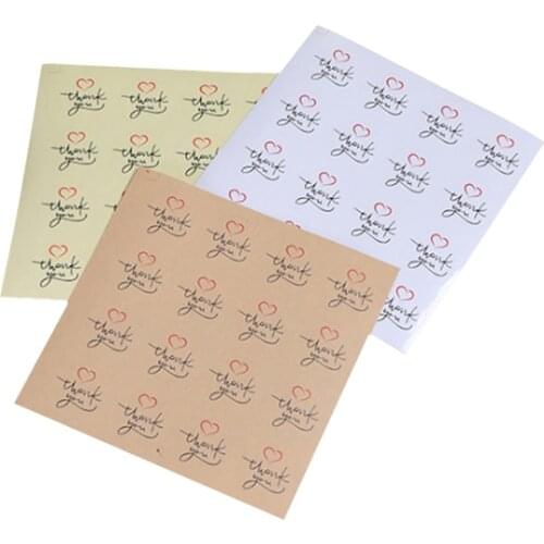 1600pcs/lot Kawaii Thank you Red Heart Sealing Sticker Adhesive Kraft Seal Sticker for Baking Round Gift Label Stickers