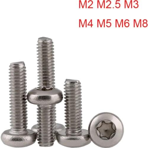 2-100Pcs GB2672 304Stainless Steel Torx Pan Head Screw Plum Six-Lobe Round Head Anti-theft Security Bolts M2 M2.5 M3 M4 M5 M6 M8