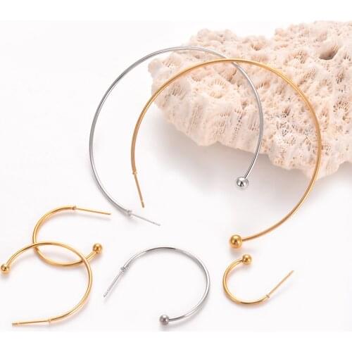 20PCS/lot Stainless Steel Ball Tip Opened Circle Hoop Earrings of No Fade Allergy Free For Men Women Gift Jewelry wholesale