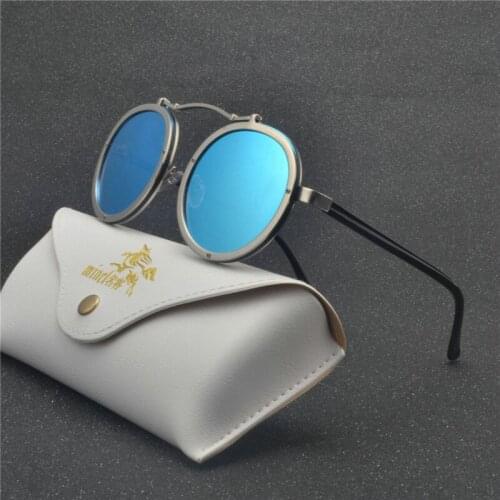 2018 New Fashion Round Frame Punk Style Side Sunglasses Men Brand Designer Vintage Sun Glasses Goggles NX