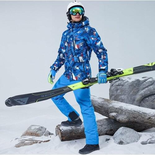 2021 New Winter Ski Suit Outdoor Snowboard Jacket Mens Waterproof Warm Overalls Ski Suit Ski Pants Windproof Thicken
