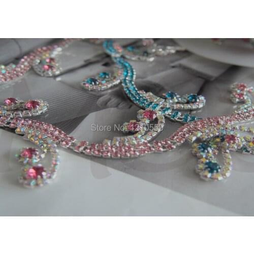 3 Yards Luxury Crystal AB Blue Rhinestone Chain Trim Costume Craft Embellishments