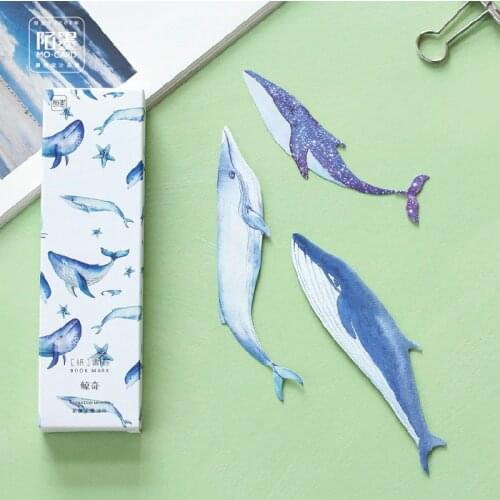 30 pcs/box Whale Fish paper bookmark stationery bookmarks book holder message card school supplies papelaria
