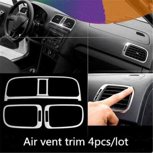 4PCS/SET Car Styling stainless steel Interior Dashboard Air Outlet Cover Fit For Volkswagen Polo 2014-2018 Car Styling