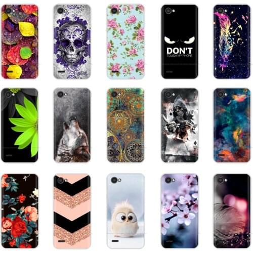 5.5inch silicon case for LG Q6 case soft cover on for LG Q6 Q 6 back bumper etui coque tpu full protection shockproof flower