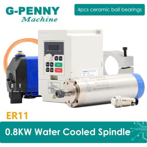 New Arrival! 800w Water Cooled Spindle Kit 0.8kw 4 pcs Bearings 65x195mm & 1.5kw QL Inverter & 65mm Holder & 75w Water Pump