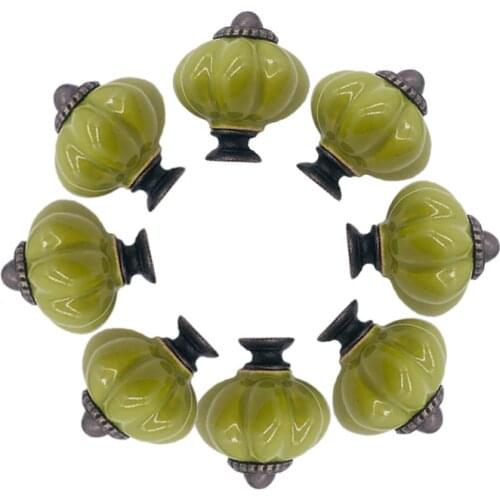 8x New Jade Green Ceramic knobs Porcelain pulls Handles for Doors Drawer Cupboard Kitchen Cabinet wardrobe Single hole knob