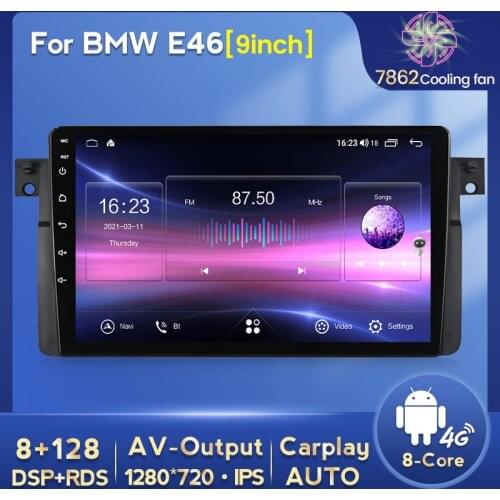 New product, 6GB+128GB QLED 1280*720 Android 10 Car radio gps for BMW E46 M3 318/320/325/330/335 built in DSP Carplay