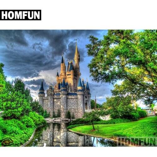 HOMFUN Full Square/Round Drill 5D DIY Diamond Painting "Castle scenery" Embroidery Cross Stitch 5D Home Decor Gift A06623