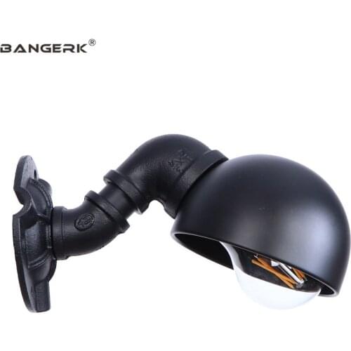 American Water Pipe Wall Lamp Vintage Loft Decor LED Wall Light Iron Black E27 Edison Wall Sconce Indoor Lighting Wandlamp