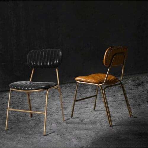 American Bar Stool Postmodern Backrest Chair Industrial Style Wrought Iron Leather Material Bar Furniture Bar Stool Coffee House